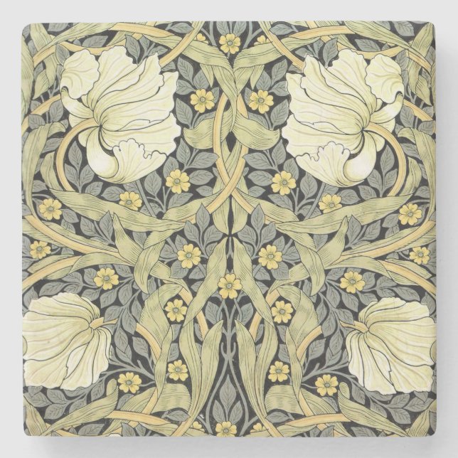 William Morris Pimpernel Floral Wallpaper Stone Coaster (Front)