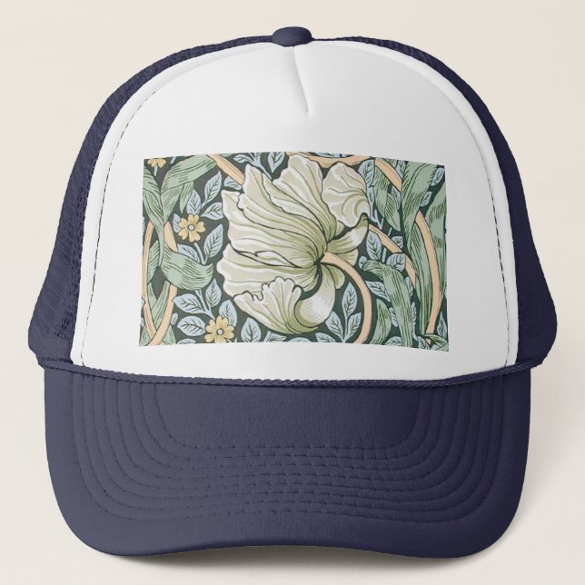 William Morris Pimpernel Floral Wallpaper Trucker Hat (Front)