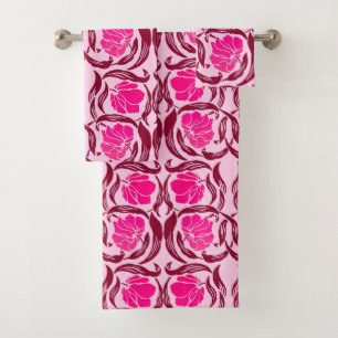 William Morris Pimpernel, Fuchsia & Light Pink Bath Towel Set
