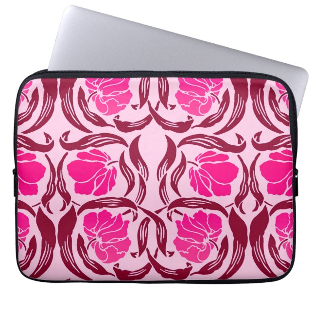 William Morris Pimpernel, Fuchsia & Light Pink Laptop Sleeve (Front)