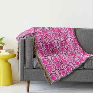 William Morris Pimpernel, Fuchsia & Light Pink Throw Blanket