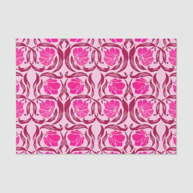 William Morris Pimpernel, Fuchsia & Light Pink Tissue Paper (Front)