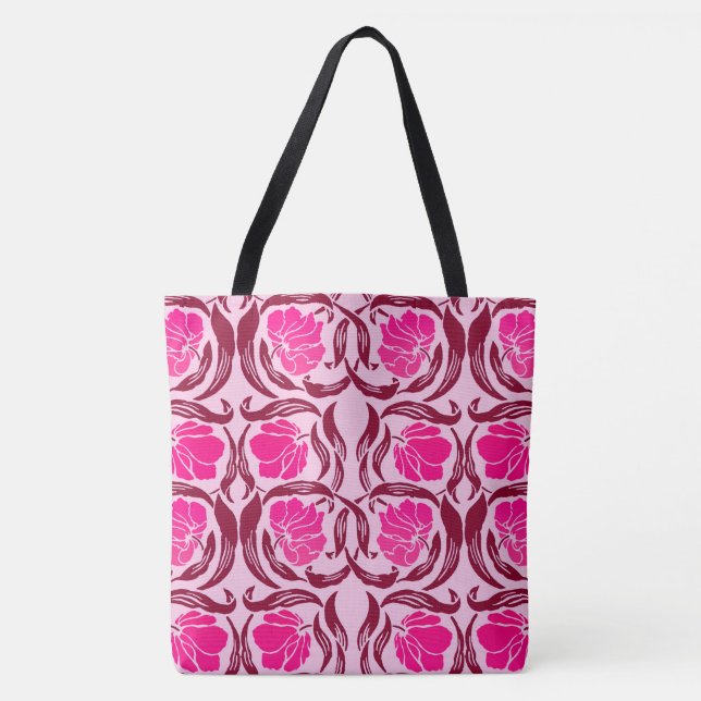 William Morris Pimpernel, Fuchsia & Light Pink Tote Bag (Front)
