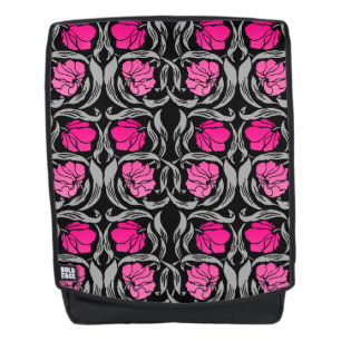 William Morris Pimpernel, Fuchsia Pink and Black Backpack