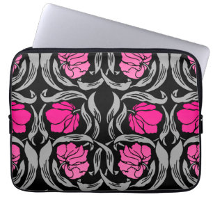 William Morris Pimpernel, Fuchsia Pink and Black Laptop Sleeve