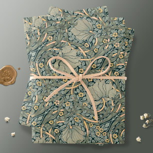 William Morris Pimpernel Gold Sage Green Wrapping Paper Sheet