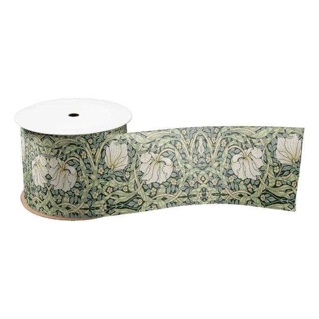 William Morris Pimpernel Green Satin Ribbon (Spool)
