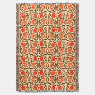 William Morris Pimpernel, Mandarin Orange & Brown  Throw Blanket