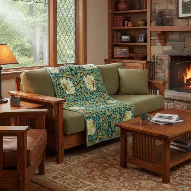 William Morris Pimpernel Mission Style Fleece Blanket (Creator Uploaded)