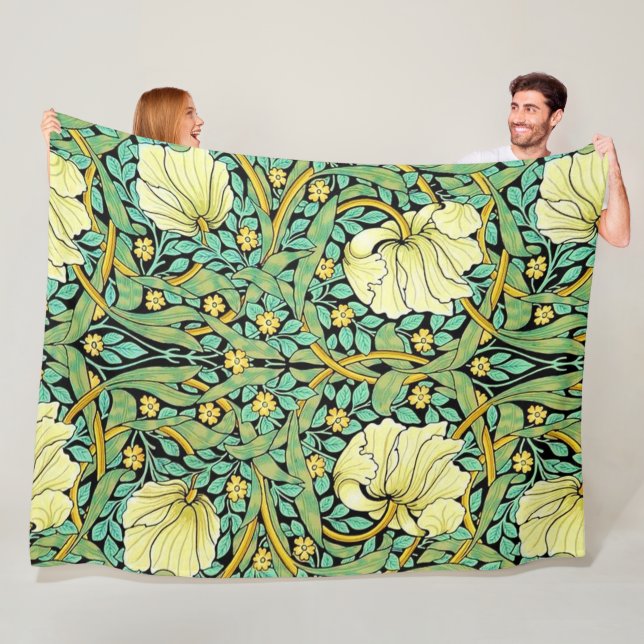 William Morris Pimpernel Mission Style Fleece Blanket (In Situ)