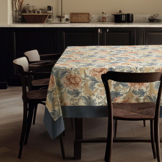 William Morris Pimpernel pastel blue peach ivory Tablecloth (William Morris Pimpernel pastel blue peach ivory Tablecloth)