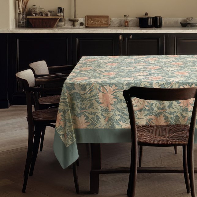 William Morris Pimpernel pastel blue peach ivory Tablecloth (William Morris Pimpernel pastel blue peach ivory Tablecloth)
