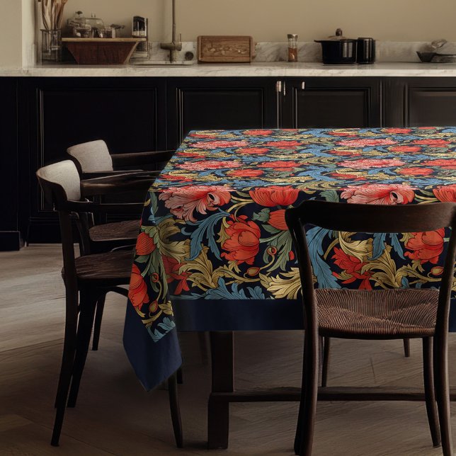 William Morris Pimpernel pastel blue pink red Tablecloth (William Morris Pimpernel pastel blue pink red Tablecloth)