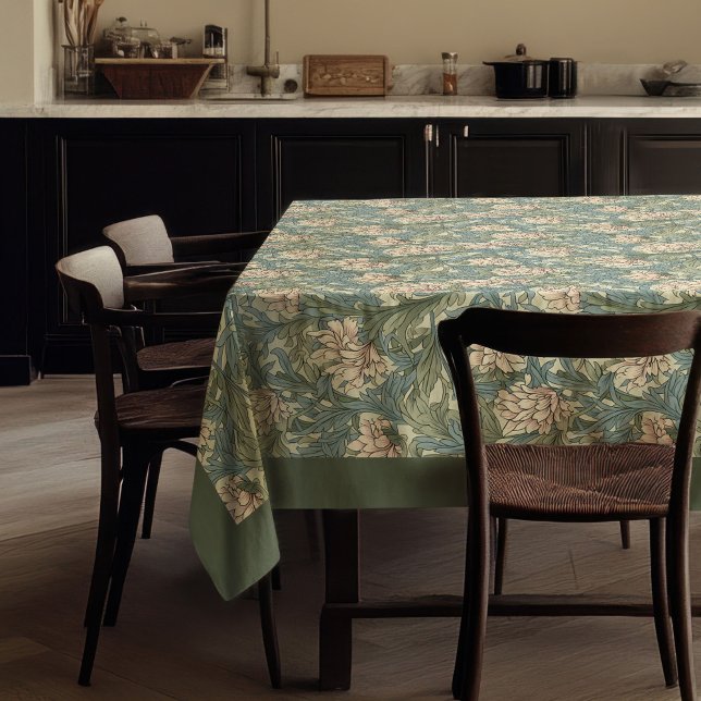 William Morris Pimpernel pastel green pale pink Tablecloth (William Morris Pimpernel pastel green pale pink Tablecloth)