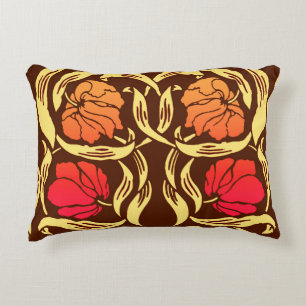 William Morris Pimpernel, Rust Orange and Brown Decorative Cushion