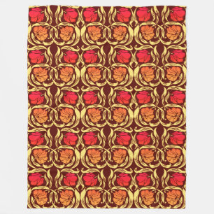 William Morris Pimpernel, Rust Orange and Brown Fleece Blanket