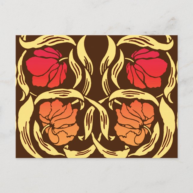 William Morris Pimpernel, Rust Orange and Brown Postcard (Front)