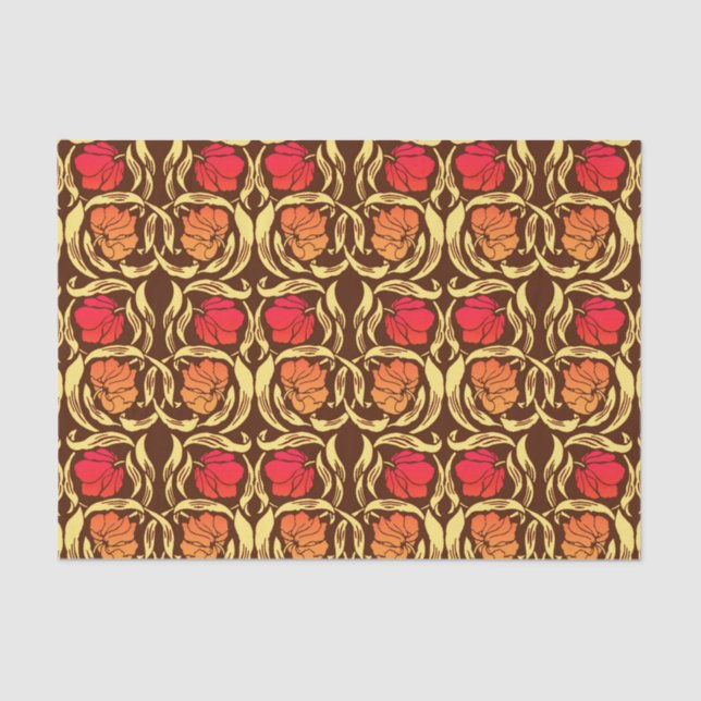 William Morris Pimpernel, Rust Orange and Brown Tissue Paper (Front)