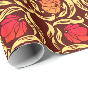 William Morris Pimpernel, Rust Orange and Brown Wrapping Paper