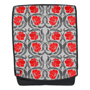 William Morris Pimpernel, Silver Grey and Red Backpack