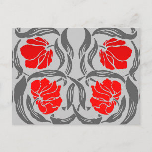 William Morris Pimpernel, Silver Grey and Red Postcard