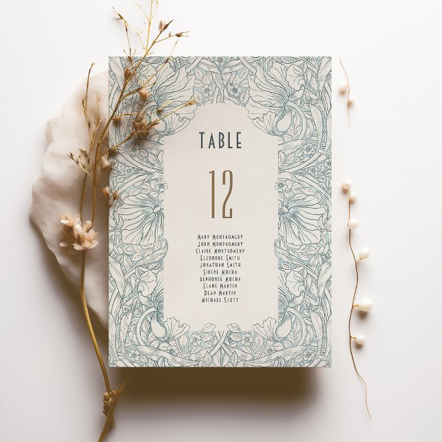 William Morris Pimpernel Table Number Card (Creator Uploaded)