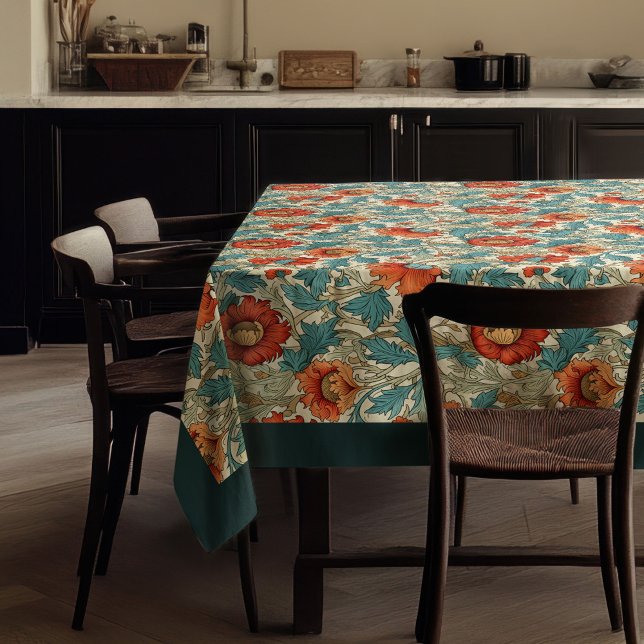 William Morris Pimpernel terracotta pastel blue Tablecloth (William Morris Pimpernel terracotta pastel blue Tablecloth)