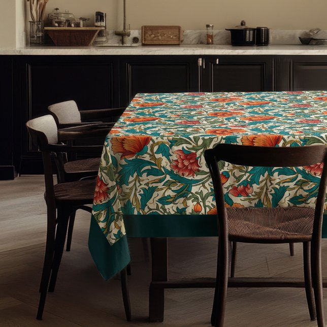 William Morris Pimpernel terracotta pastel blue Tablecloth (William Morris Pimpernel terracotta pastel blue Tablecloth)