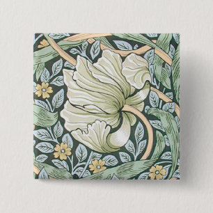 William Morris Pimpernel Tulips Botanical Art 15 Cm Square Badge