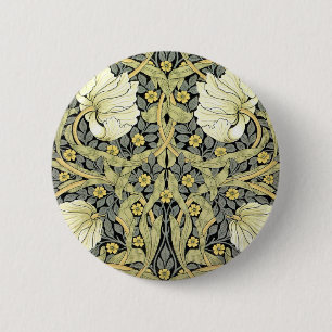 William Morris Pimpernel Tulips Botanical Art 6 Cm Round Badge