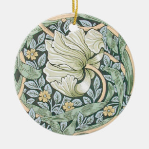 William Morris Pimpernel Tulips Botanical Art Ceramic Tree Decoration