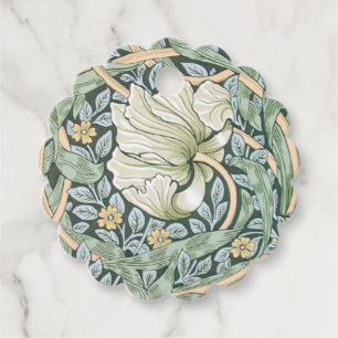 William Morris Pimpernel Tulips Botanical Art Favour Tags