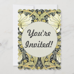 William Morris Pimpernel Tulips Botanical Art Invitation