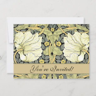William Morris Pimpernel Tulips Botanical Art Invitation