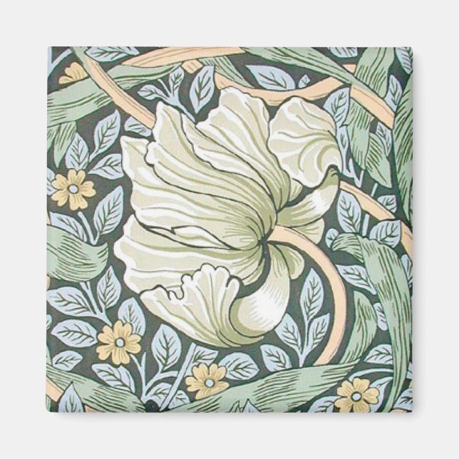 William Morris Pimpernel Tulips Botanical Art Magnet (Front)
