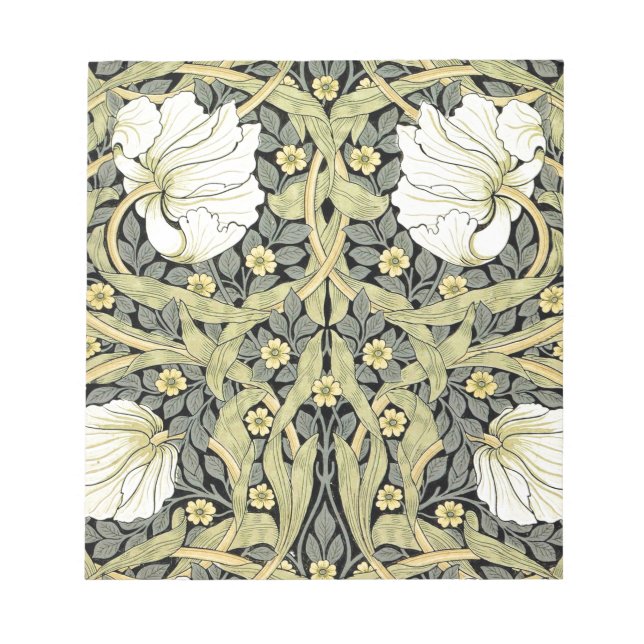 William Morris Pimpernel Tulips Botanical Art Notepad (Front)