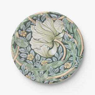 William Morris Pimpernel Tulips Botanical Art Paper Plate