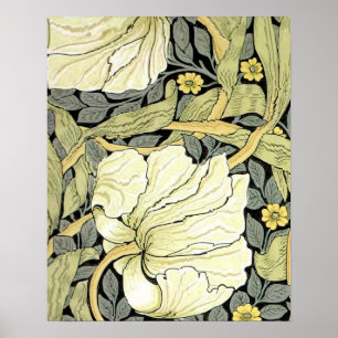 William Morris Pimpernel Tulips Botanical Art Poster