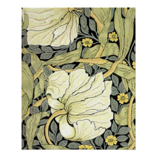 William Morris Pimpernel Tulips Botanical Art Poster