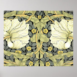 William Morris Pimpernel Tulips Botanical Art Poster