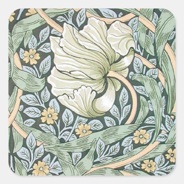 William Morris Pimpernel Tulips Botanical Art Square Sticker (Front)