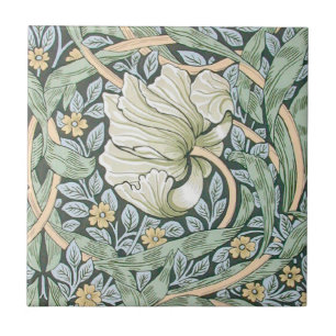 William Morris Pimpernel Tulips Botanical Art Tile