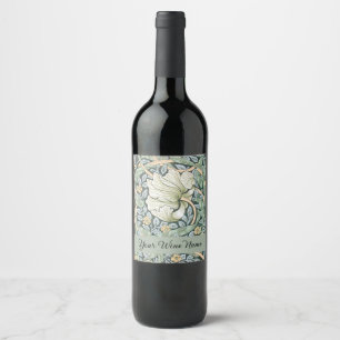 William Morris Pimpernel Tulips Botanical Art Wine Label