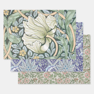 William Morris Pimpernel Tulips Botanical Art Wrapping Paper Sheet