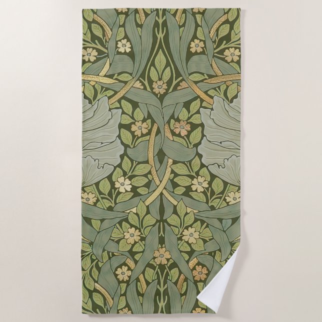 William Morris Pimpernel Vintage Pattern Beach Towel (Front)