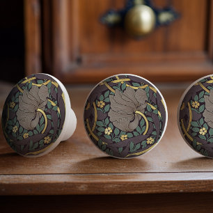 William Morris Pimpernel Vintage Pattern Ceramic K Knob