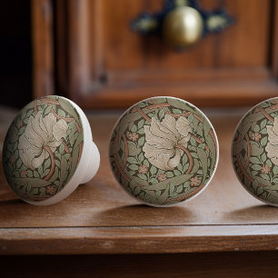 William Morris Pimpernel Vintage Pattern Ceramic K Knob