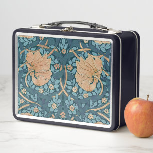 William Morris Pimpernel Vintage Pattern Metal Lun Lunch Box