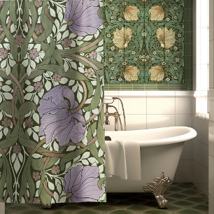 William Morris Pimpernel Vintage Pattern Shower Cu Curtain