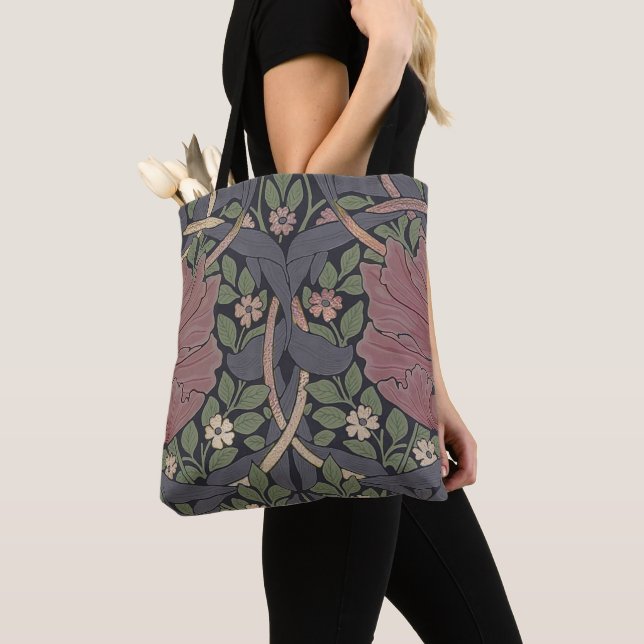 William Morris Pimpernel Vintage Pattern Tote Bag (Close Up)